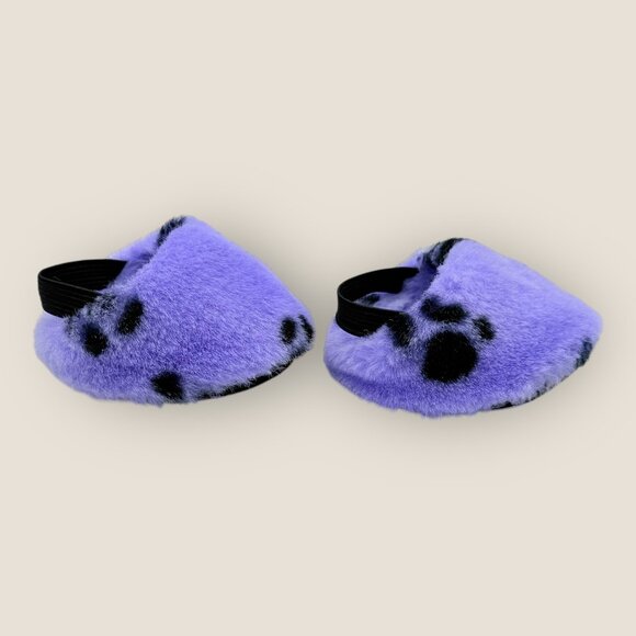 Build-A-Bear Workshop Purple Black Plush Paw Print Bear Slippers BAB Clothes B - Picture 6 of 7
